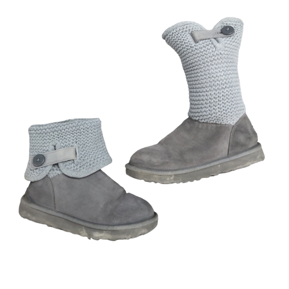 Ugg grey knit and suede ankle or tall boot sz 7